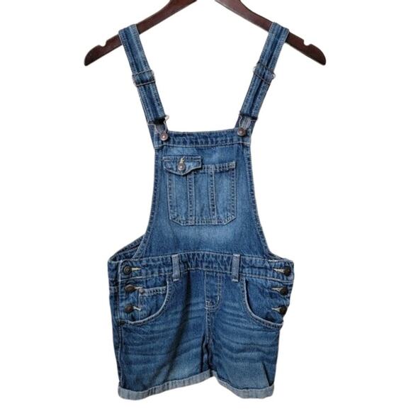 L.E.I. Rolled Cuff Denim Short Overalls - Picture 1 of 14